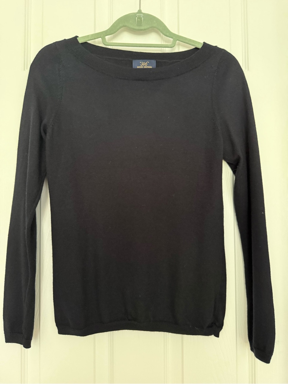 Brooks Brothers Black Boatneck Long-Sleeve Sweater